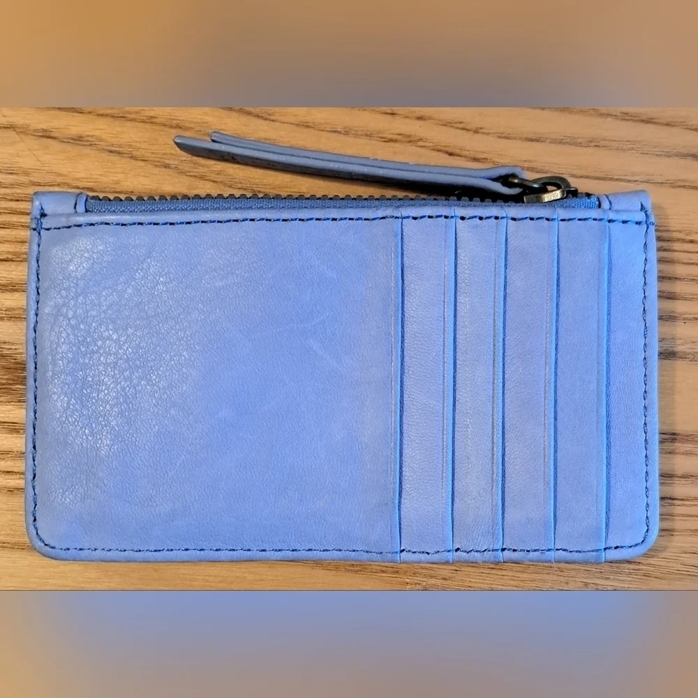 NWOT ALC Grey Blue Soft Leather Casual Everyday Key Card Holder Wallet